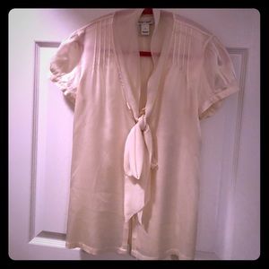 Cream Silk short sleeve blouse